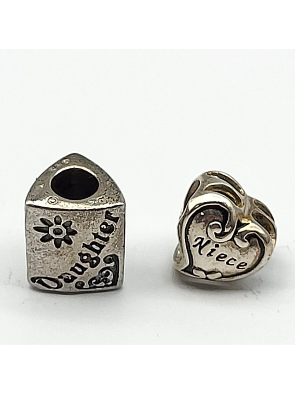 Fab Sterling Silver Slide Charm Lot Of Two Bracelet Charms Daughter Niece